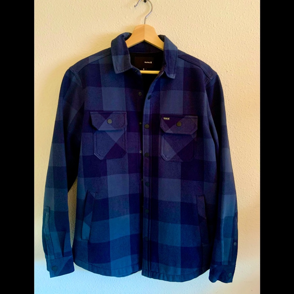 Mens Hurley Shirt Jacket (Thick Warm),Size(S),Black &Blue.